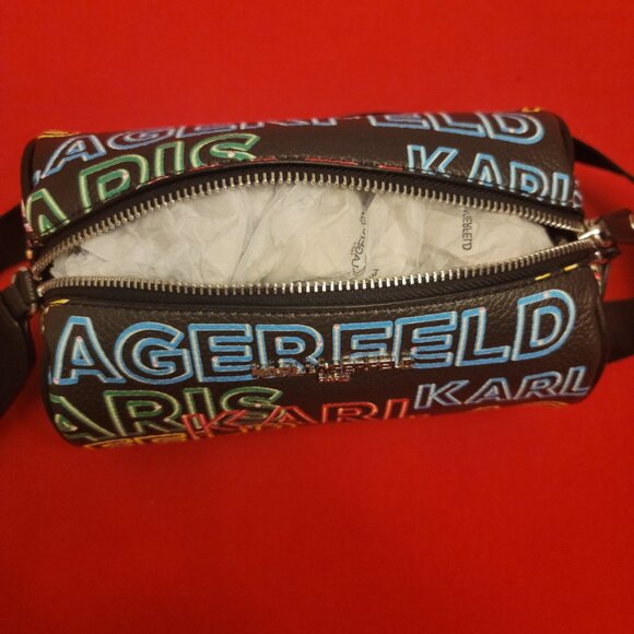 SALE! Karl Lagerfeld Paris Multicolor Logo Crossbody Bag with Earbud Case/ NWOT - Picture 6 of 13